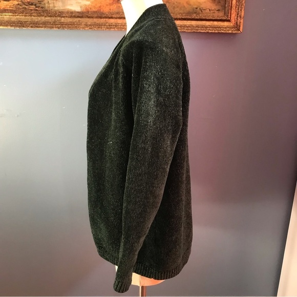 Land’s End christmas green open cardigan - Picture 3 of 9